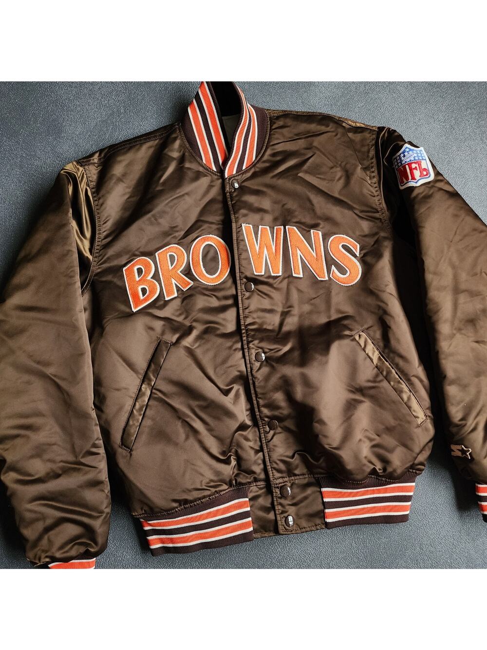 Vintage Cleveland Browns Starter Pro Line Satin Bomber Jacket Large